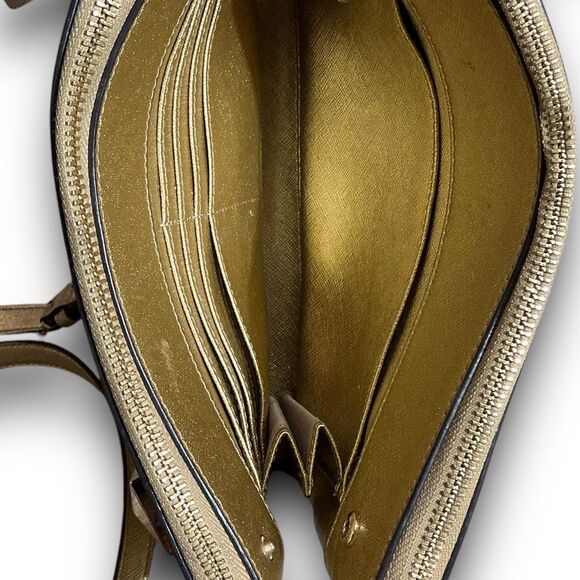 MICHAEL Michael Kors Gold Kellen Ladies Saffiano Leather Jet Set Satchel - Picture 6 of 10